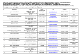 lista przykładowych instytucji, w których można zrealizować praktykę