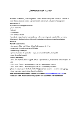 Więcej informacji - Młodzieżowy Dom Kultury w Kielcach