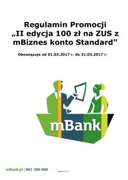 II edycja 100 zł na ZUS z mBiznes konto Standard
