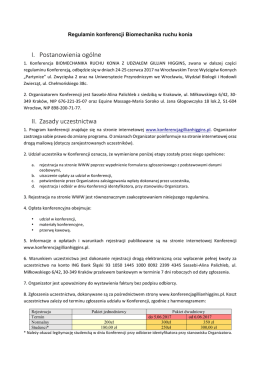 Regulamin - Konferencja Biomechanika Ruchu Konia