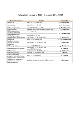 Koła zainteresowań w ZSGL – II semestr 2016/2017