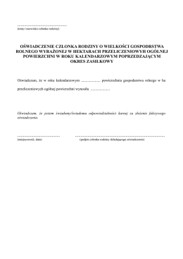 oświadczenie członka rodziny o wielkości