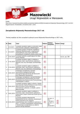 Zarządzenia Wojewody Mazowieckiego 2017 rok