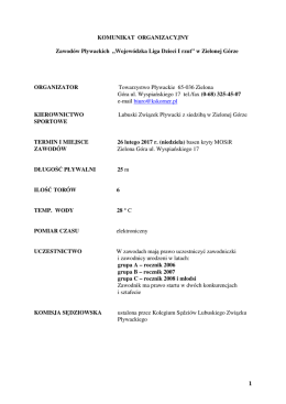 &bdquo;Wojew&oacute;dzka Liga Dzieci I rzut&rdquo; w Zielonej G&oacute;rze ORGANIZATOR