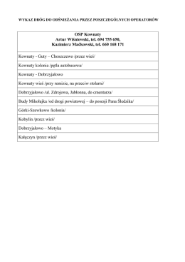 Wykaz dróg OSP Kownaty