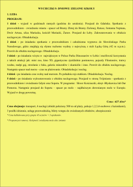 WYCIECZKI 5- DNIOWE/ ZIELONE SZKOŁY 1. ŁEBA PROGRAM: 1