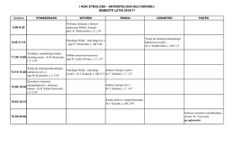 Plan zajęć - Katedra Etnologii i Antropologii Kulturowej UMK