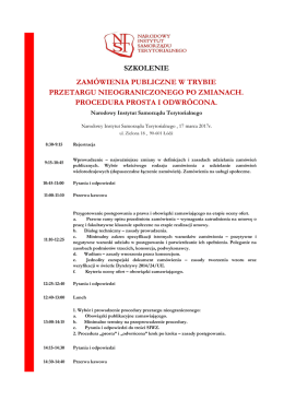SZKOLENIE PROCEDURA PROSTA I ODWR&Oacute;CONA. PRZETARGU