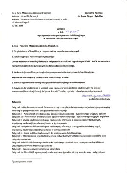 Wniosek o wszczęcie postępowania habilitacyjnego