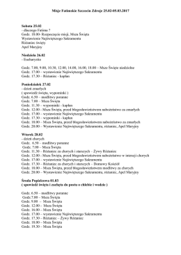 Godz. 18.00- Rozpoczęcie misji, Msza Święta