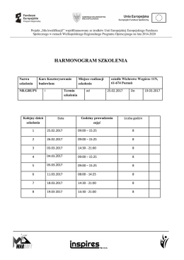 HARMONOGRAM SZKOLENIA