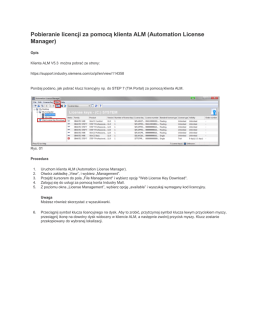 Pobieranie licencji za pomocą klienta ALM (Automation License
