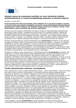 Komisja wzywa do wzmożenia wysiłków na rzecz