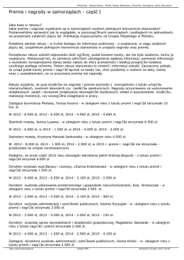 Premie i nagrody w samorządach - część I