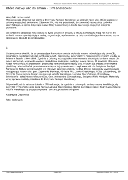 Kt&oacute;re nazwy ulic do zmian - IPN analizował