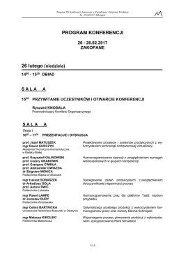 Program XX Konferencji IZIP 2017