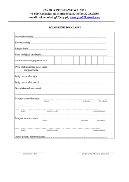 Zgłoszenie dla uczni&oacute;w klas I