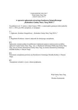 Kalendarz Gminy Stary Targ 2018 r.