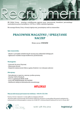 pracownik magazynu / sprzątanie naczep