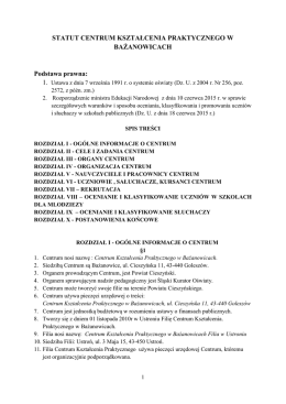 Statut - Centrum Kształcenia Praktycznego w Bażanowicach