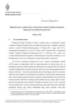 Opinia do ustawy o zmianie ustawy o emeryturach i rentach z