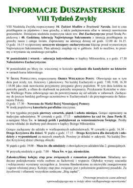 INFORMACJE DUSZPASTERSKIE