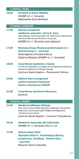 1 marca, środa 2 marca, czwartek 3 marca, piątek