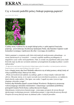 Czy w kwestii pedofilii polscy biskupi popierają papieża?