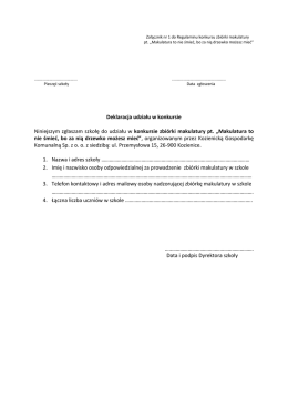 Zał. nr 1 - do Regulaminu Konkursu zbiórki makulatury.