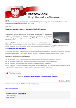 Prognoza zanieczyszczeń &ndash; ostrzeżenie dla Warszawy Komentarz (0)