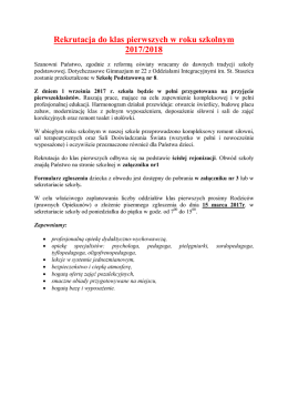 Rekrutacja do klas pierwszych w roku szkolnym 2017/2018