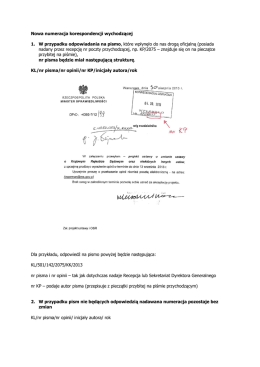 Nowa numeracja korespondencji wychodzącej 1. W przypadku