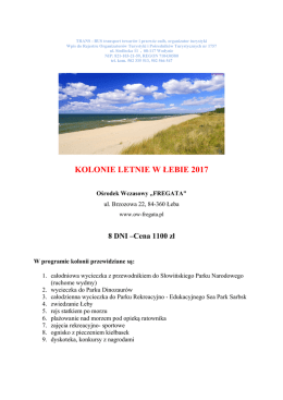 KOLONIE LETNIE W ŁEBIE 2017 - Trans