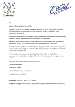 HR Zadanie 1: Badanie Opinii Pracownik&oacute;w Pracujesz w