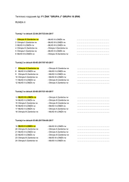 Terminarz rozgrywek ligi:F1 ŻAK "GRUPA J" GRUPA 10 (RW)