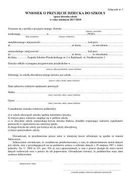 WNIOSEK O PRZYJĘCIE DZIECKA DO SZKOŁY