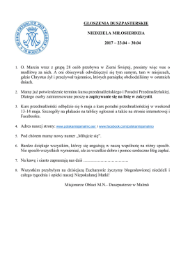 Ogłoszenia parafialne - Polska misja katolicka w Malm&ouml;