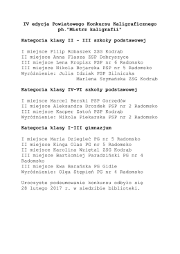 IV edycja Powiatowego Konkursu Kaligraficznego ph."Mistrz