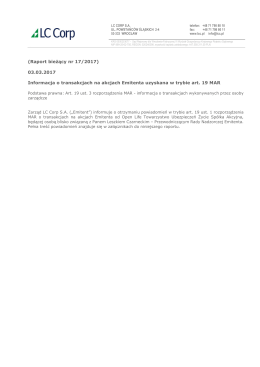 (Raport bieżący nr 17/2017) 03.03.2017 Informacja o