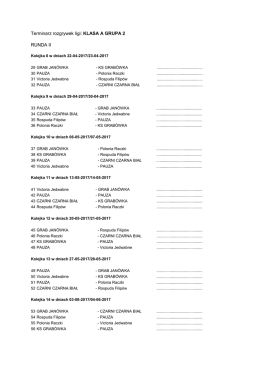 Terminarz rozgrywek ligi:KLASA A GRUPA 2