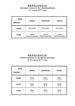 Rekolekcje szkolne 2017