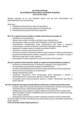 ZAPYTANIE OFERTOWE NA OCHRONĘ FIZYCZNĄ