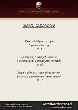 MENU SEZONOWE