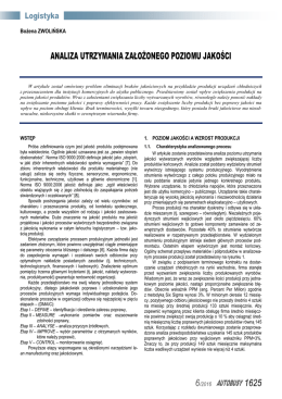 analiza utrzymania założonego poziomu jakości