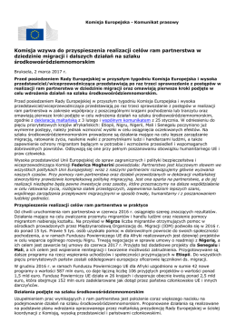 Komisja wzywa do przyspieszenia realizacji celów ram