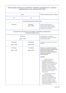 Harmonogram rekrutacji do przedszkoli i oddziałów