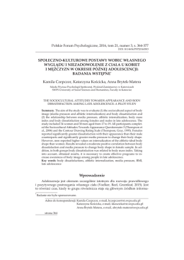 społeczno-kulturowe postawy wobec własnego wyglądu i