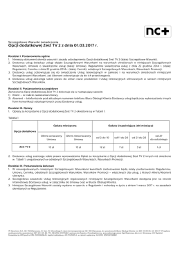 Szczeg&oacute;łowe Warunki świadczenia Opcji dodatkowej Zest TV 2 z