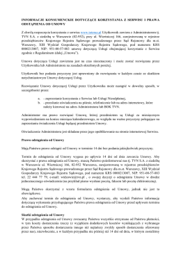 INFORMACJE KONSUMENCKIE DOTYCZĄCE
