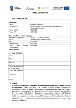 FORMULARZ OFERTOWY 1. DANE ZAMAWIAJĄCEGO